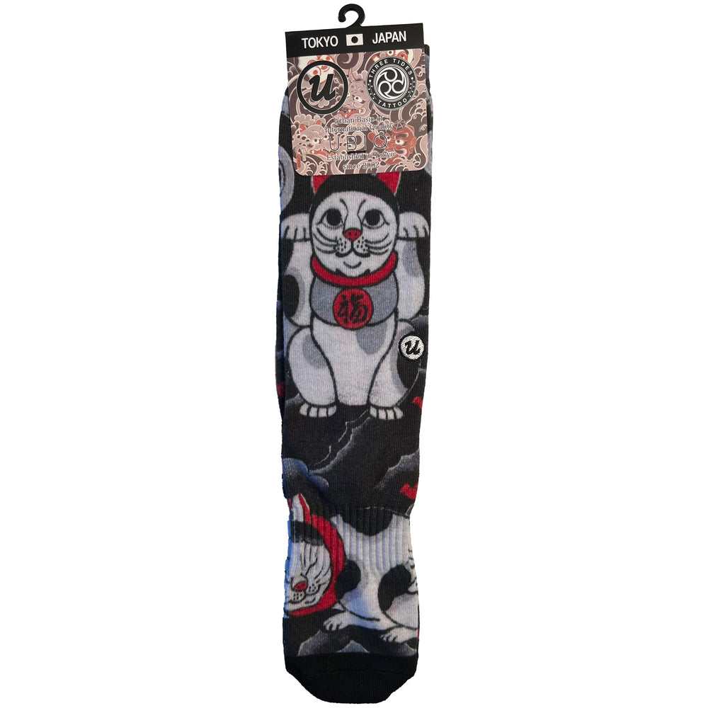 Manekineko by Horihiro Mitomo - Three Tides Tattoo Irezumi Socks