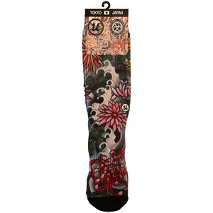 Kiku - Calcetines Irezumi con tatuajes de tres mareas