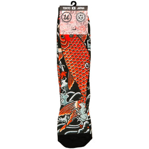 Red Koi by Ichibay - Three Tides Tattoo Irezumi Socks