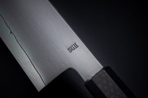 Cuchillo Naohito Myojin SG2 Kasumi Gyuto con mango Parker Asahi